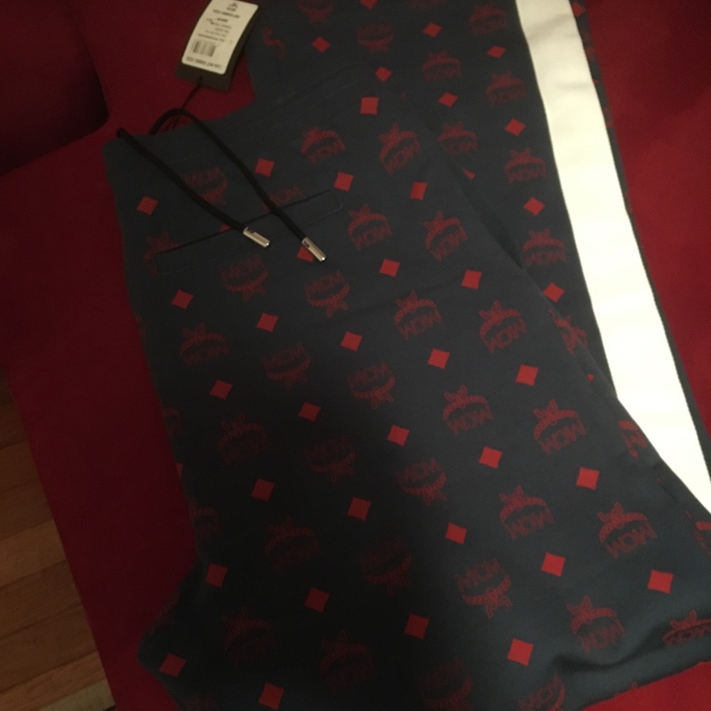 MCM sweat pants. Size XL. Blue, red and white. New and never worn. Authentic.